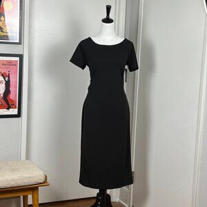 Nordstrom Classic Black Stretch Crepe Short Sleeve Boatneck [Size Small]